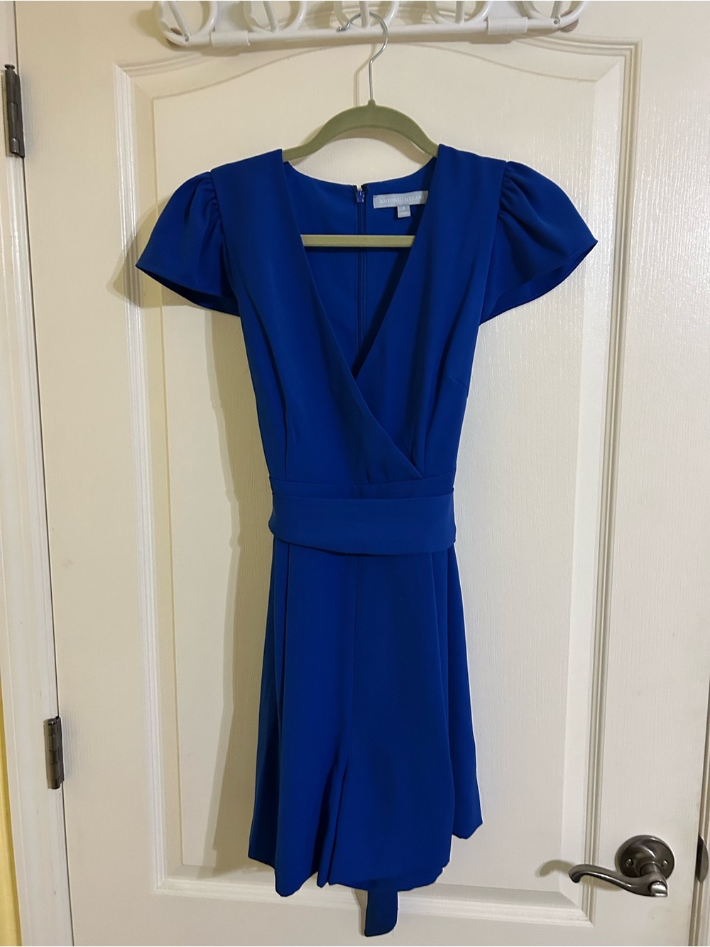 ANTONIO MELANI Royal Blue Short Sleeve Wrap Dress